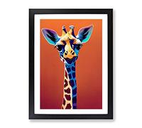 Colourful Giraffe No.1 Framed Print for Living Room Bedroom Home Office Décor, Wall Art Picture Ready to Hang, Black A3 Frame (34 x 46 cm)