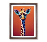 Colourful Giraffe No.1 Framed Print for Living Room Bedroom Home Office Décor, Wall Art Picture Ready to Hang, Walnut A2 Frame (64 x 46 cm)