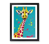 Colourful Giraffe No.2 Framed Print for Living Room Bedroom Home Office Décor, Wall Art Picture Ready to Hang, Black A2 Frame (62 x 45 cm)