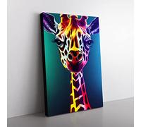 Colourful Giraffe No.3 Canvas Print for Living Room Bedroom Home Office Décor, Wall Art Picture Ready to Hang, 76x50 cm (30x20 Inch) CAN3020-V1022-CK-1589