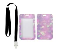 Colourful Glowing Hearts ID Badge Holder with Black Lanyard, ID Holder, Vertical Cards Protector for Driver, Vertical Cards Protector for Doctor, Delivery Driver Accessories Nurse Essentials Work