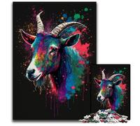 Colourful Goats Adult Jigsaw Puzzles 1000 Pieces Wooden Jigsaw Educational Activity for Cognitive Skills Cognitive Skill Improvement 50x75CM/19.68x29.52inch
