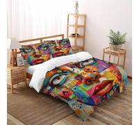 Colourful Graffiti 3 Pieces Duvet Cover,3D Printed Gothic Themes Bedding Set,2 Pillowcases,Hidden Zipper,Microfiber Quilt Cover,Double（200x200cm）