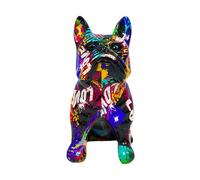 Colourful Graffiti Bulldog Sculpture, Graffiti Art Sitting French Bulldog Statue, Resin French Bull Dog Ornaments Home Decorations for Living Room, Bedroom, Bookshelf, TV Cabinet 14x11x7cm