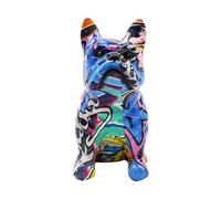 Colourful Graffiti Bulldog Sculpture, Graffiti Art Sitting French Bulldog Statue, Resin French Bull Dog Ornaments Home Decorations for Living Room, Bedroom, Bookshelf, TV Cabinet 14x11x7cm