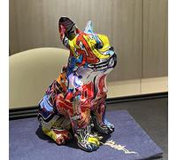 Colourful Graffiti Bulldog Sculptures, Graffiti Art Standing French Bulldog Statue Ornament, Home Decor Bulldog Splatter Colorful Dog Art Figurine Resin Craft Ornament Dog Lover Gift