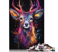 Colourful Graffiti Deer 1000 Piece Jigsaw Puzzle for Adults & Age 18 Years Up - Family Activity Jigsaw Puzzles Educational Games Difficult And Challenge 1000pcs (75x50cm)