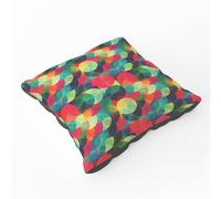 Colourful Grunge Circle Pattern Floor Cushion Warren Reed - Designer Red Large