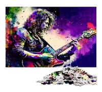 Colourful Guitar Player Jigsaw Puzzles 1000 Pieces for Adults cardboard Jigsaw Puzzles for Home Decor & Holiday Fun 26X38CM/10.23x14.96inch