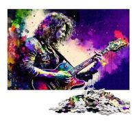 Colourful Guitar Player Jigsaw Puzzles for Adults 1000 Piece Jigsaw Puzzles for Adults for Family And Friends, Suitable for Ages 14+ 50x75CM/19.68x29.52inch