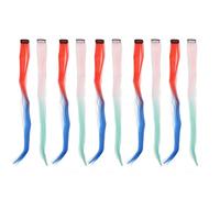 Colourful Hair Extensions Clip Vibrant Gradient Long Highlights Hairpieces for Festive Events Daily Dress Up Heat Resistant Synthetic Fiber 10PCS Pink Green Red Blue