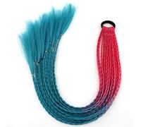 Colourful Hair Strands, Elastic Tie-On Synthetic Ponytail Accessories, Daily Styling And Party Accessories For Music Festivals(RedFinlandGreenStrip)