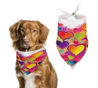 Colourful Heart Dog Bandanas Cute Soft Cotton Puppy Scarves Washable Daily Summer Durable Triangle Reversible Bibs Suitable for Small Medium Large Dogs and Cats