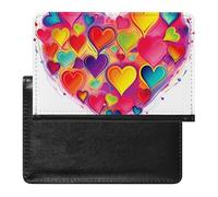 Colourful Heart Passport Cover Protector Rfid Blocking Passport Holder Id Card Holder Secure Travel Wallet Organizer for Passport Tickets Credit Cards, style, One Size