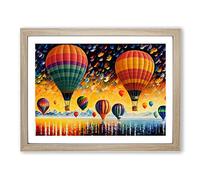 Colourful Hot Air Balloons Vol.3 Framed Print | A4 Oak Framed Wall Art | Ready to Hang | Modern Nature Picture | Living Room Bedroom Lounge Office