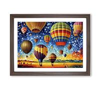 Colourful Hot Air Balloons Vol.4 Framed Print | A2 Walnut Framed Wall Art | Ready to Hang | Modern Nature Picture | Living Room Bedroom Lounge Office