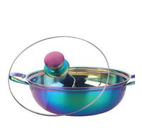 Colourful Hot Pot, Hot Pot with Divider, Large 5L Dual-Flavor Hotpot for Family Dinners, Party, Restaurants, for Induction Cooktop Gas Stove(Colourful A)