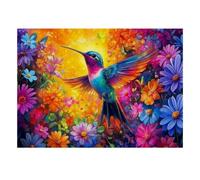 Colourful Hummingbird and Flowers 1000 Piece Jigsaw Puzzle for Adults | 38x26cm Vibrant hummingbird among blooming flowers offers a lively screen-free activity for solo or shared puzzle time