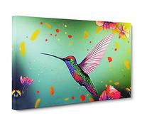 Colourful Hummingbird Vol.1 Canvas Wall Art Print Ready to Hang, Framed Picture for Living Room Bedroom Home Office Décor, 30x20 Inch (76x50 cm)