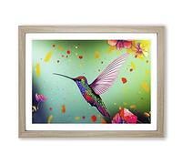 Colourful Hummingbird Vol.1 H1022 Framed Print for Living Room Bedroom Home Office Décor, Wall Art Picture Ready to Hang, Oak A2 Frame (64 x 46 cm)