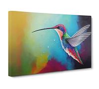 Colourful Hummingbird Vol.2 Canvas Wall Art Print Ready to Hang, Framed Picture for Living Room Bedroom Home Office Décor, 30x20 Inch (76x50 cm)