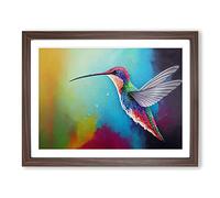 Colourful Hummingbird Vol.2 H1022 Framed Print for Living Room Bedroom Home Office Décor, Wall Art Picture Ready to Hang, Walnut A3 Frame (46 x 34 cm)