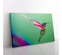 Colourful Hummingbird Vol.3 Canvas Wall Art Print Ready to Hang, Framed Picture for Living Room Bedroom Home Office Décor, 76x50 cm (30x20 Inch)