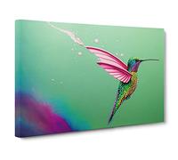 Colourful Hummingbird Vol.3 Canvas Wall Art Print Ready to Hang, Framed Picture for Living Room Bedroom Home Office Décor, 30x20 Inch (76x50 cm)