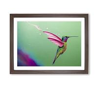 Colourful Hummingbird Vol.3 H1022 Framed Print for Living Room Bedroom Home Office Décor, Wall Art Picture Ready to Hang, Walnut A3 Frame (46 x 34 cm)