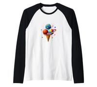 Colourful Ice Planets Space Summer Fantasy Dessert Motif Raglan Baseball Tee