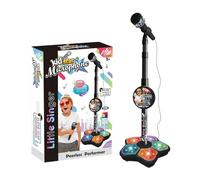Colourful Illuminated Microphone Toy - 21 x 100 cm | Karaoke Microphone with Stand for MP3 External Connection, Adjustable Stand for Party, Fun Singing Practice Indoor