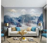 Colourful Ink Wash Landscape Waterfall Flying Birds 3D Wallpaper Premium Textured Silk Study Dining Living Room Bedroom Sofa TV Wall Easy Install-150cm×105cm