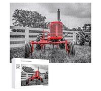Colourful Jigsaw Puzzle for Adults, A Red Tractor Front View, 500 PCS