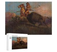 Colourful Jigsaw Puzzle for Adults, Bison Attacking Indian, 300 PCS