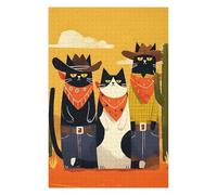 Colourful Jigsaw Puzzle for Adults, Cowboy Cats in The Desert, 1000 PCS