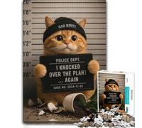 Colourful Jigsaw Puzzle for Adults, Funny Mugshot of A Bad Kitty, 300 PCS