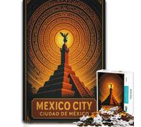 Colourful Jigsaw Puzzle for Adults, Mexico City Travel Poster, 500 PCS