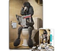 Colourful Jigsaw Puzzle for Adults, Poodle on The Toilet, 500 PCS