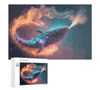 Colourful Jigsaw Puzzle for Adults, Whale Breathing Fire in Space, 1000 PCS