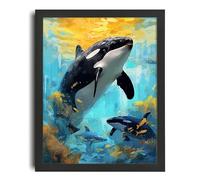 Colourful Killer Whale Artwork Sealife Home Decor Orca Oil Style Painting Poster A5 - Wall Art Home Decor Movie Poster Canvas Film Cinema Retro Vintage Cult Classic Nostargic Saga Modern reprint we p
