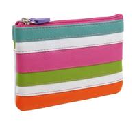 Colourful Leather Coin Purses with Integral Key Fob by ILI New York 9 Gorgeous Colours-White Brights