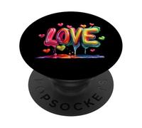 Colourful lettering "Love" surrounded by hearts PopSockets Adhesive PopGrip