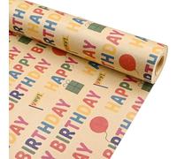 Colourful Letters Kraft Paper Roll, 43cm*12m Happy Birthday Wrapping Paper