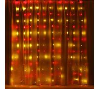 (Colourful Light +Hook) 3M*3M Hanging 300LED Curtain Fairy String Light 8 Modes Outdoor Wedding Party Wall Decor Lamp DC5V