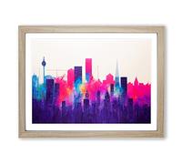 Colourful London Skyline Vol.1 Abstract Framed Print | A2 Oak Framed Wall Art | Ready to Hang | Abstract Cityscape Picture | Living Room Bedroom Lounge Office
