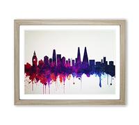 Colourful London Skyline Vol.4 Abstract Framed Print | A2 Oak Framed Wall Art | Ready to Hang | Abstract Cityscape Picture | Living Room Bedroom Lounge Office
