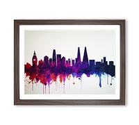 Colourful London Skyline Vol.4 Abstract Framed Print | A3 Walnut Framed Wall Art | Ready to Hang | Abstract Cityscape Picture | Living Room Bedroom Lounge Office