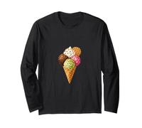 Colourful Low Poly Ice Cream - Geometric Ice Balls in the Cone Long Sleeve T-Shirt