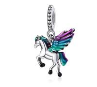 Colourful Magical Unicorn Charm 925 Silver Charm Compatible with Pandora Charms, Trollbeads, Chamilia, Biagi and Many Other UK Charm Bracelets.