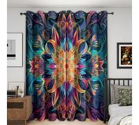 Colourful Mandala Curtains for Bedroom 46x72, Psychedelic Curtains Blackout Living Room Home Decor, Printed Window Eyelet Drapes 72 Inch Drop 2 Panels - Yz256